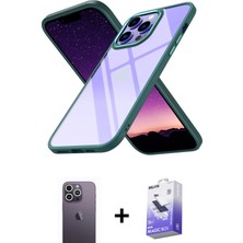 Cepte Toptan iPhone 13 Pro Max Nova Işık Serisi - Siyah Bilvis 5in1 5d Magic Hayalet Cam Ekran Koruyucu + Beyaz Neon Fosforlu Kamera Lens