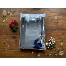 Hg Ambalaj 50 Adet 25X35 cm Bantlı Lüks Metalize Gümüş Renk Hediye Paketi Poşeti, Hediye Poşeti ( 25X30+5 Cm)