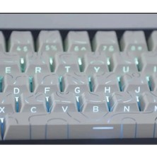 Leaven Mekanik Klavye Tuş Takımı-Pbt Çift Baskı Keycap Seti- Çizgi Desenli 97 Tuşlu -Beyaz Tuş Takımı