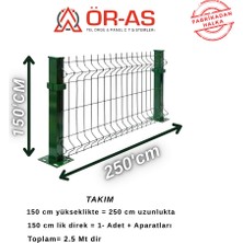 Ör-As Tel Örgü Panel Çit Takım 150 cm Yükseklik 250 cm Uzunluk