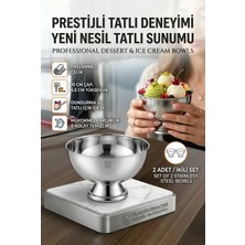 Transformacion 2 li Ayaklı Dondurma Tatlı Kokteyl ve Sunum Kasesi - Paslanmaz Çelik 10 cm 721648