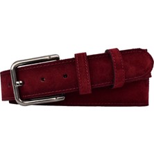 GoDeri %100 Hakiki Deri, Nikel Tokalı 4 cm Bordo Süet Kadın Kemeri; Kot, Spor Kemer=süet.76.bordosü