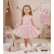 Dudese Kız Çocuk Pembe Simli Unicorn Tütü Etek