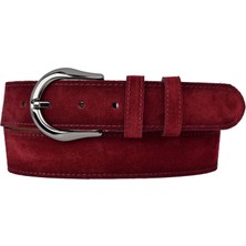 GoDeri %100 Hakiki Deri, Nikel Tokalı 4 cm Bordo Süet Kadın Kemeri; Kot, Spor Kemer=süet.70.bordosü