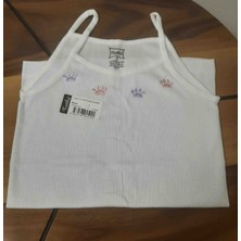 Shine Elagance Beyaz Işlemeli Ip Askılı %100 Pamuk Tutku Kız Çocuk Atlet