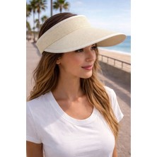 Aydın Şapkacınız Kadın Arkası Lastikli Uv Güneş Korumalı Siperlikli Şapka Yazlık Plaj Vizör Şapka