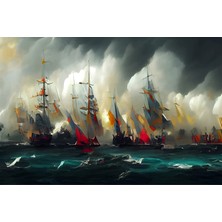 Aden Dijital Dekoratif Manzara Gemiler Kanvas Tablo