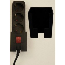 Usin Siyah Grup Priz Duvar Montaj Kutusu Kablo Düzenleyici Tutucu Organizer Vidalamaya Uygun Yapışkanlı