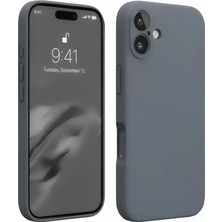AK-SA-STR Newface iPhone 16 Plus Kılıf Nano Içi Kadife Silikon - Gri