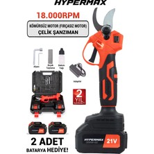 hypermax Çift Akülü Çelik Şanzuman Göstergeli Şarjlı Dal Ağaç Kesme Bağ Budama Makası