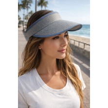 Aydın Şapkacınız Kadın Arkası Lastikli Uv Güneş Korumalı Siperlikli Şapka Yazlık Plaj Vizör Şapka