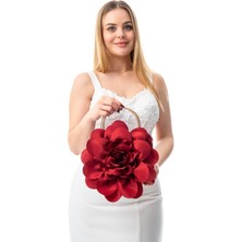 Gustello Lina | Gold Metal Saplı Gül Çiçek Tasarım Abiye El ve Omuz Çantası