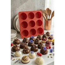 Cozley 9'lu Yarım Küre Silikon Kalıp Muffin Kalıbı Çikolata ve Kek Kalıbı Silikon Yapışmaz Küre Pasta Kalıp