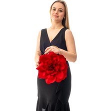 Gustello Lina | Gold Metal Saplı Gül Çiçek Tasarım Abiye El ve Omuz Çantası