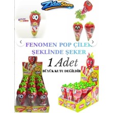Emrah Gültekin Fenomen Pop Çilek Şeklinde Şeker 1 Adet Lollipop & Mini Candy Eğlenceli Şeker Tekli Oyuncak Hediyeli