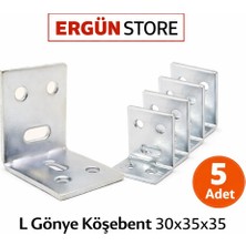 Ergün Store L Gönye Köşebent 30X35X35 mm 5 Adet Metal Köşe Bağlantı Aparatı