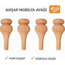 Akyol Ahşap M39 - Mobilya Ayağı |klasik Ayak |kayın Ahşap 4'lü Set - 15 cm
