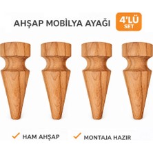 Akyol Ahşap M42 - Modern Mobilya Ayağı | Retro Ayak | 15 cm Kayın Ahşap 4'lü Set Vernikli