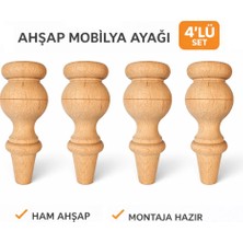 Akyol Ahşap M33 - Kayın Ahşap 4'lü Set – 15 cm | Berjer Ayağı | Ünite Ayağı