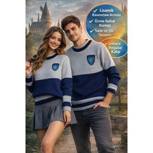 Toyfest Harry Potter Ravenclaw Quidditch Sweatshirt Lisanslı Örme Kazak Mavi Gri Unisex - L Beden