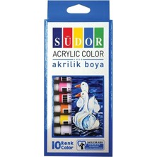 Südor SD192 Akrilik Boya Tüp 10X9 ml Çok Renkli Boyama İçin Hızla Kuruyan Özellik