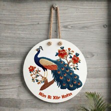 Zerya Kürtçe Kapı Süsü - Xemla Deriyan - Hûn Bi Xêr Hatin Yazılı Tavus Kuşu Melekê Tawis Kapı Süsü