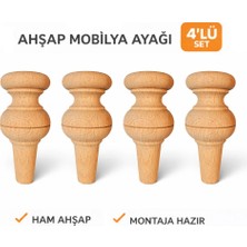 Akyol Ahşap M34 - Modern Mobilya Ayağı | Kayın Ahşap 4'lü Set - 15 cm