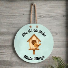 Zerya Kürtçe Kapı Süsü - Xemla Deriyan - Kürtçe Hûn Bi Xêr Hatin Yazılı Isme Özel Kuş Evi Tasarımlı Kapı Süsü( Isim Için Mesaj Atınız )