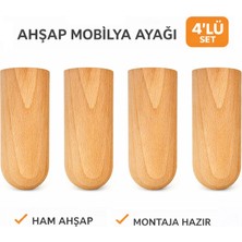 Akyol Ahşap M37 - Berjer Ayağı | Koltuk Ayağı |kayın Ahşap 4'lü Set – 15 cm