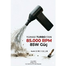 Yumax Turbo Jet Fan 85000 Rpm 85W Şarjlı Araç Kurutma Cihazı Güçlü Hava Üfleyici