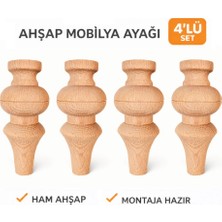 Akyol Ahşap M35 - Retro Mobilya Ayağı | Koltuk Ayak | Kayın Ahşap 4'lü Set – 15 cm