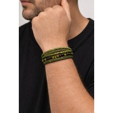 Magicgrange Askeri Kamuflaj Özel Tasarım  Erkek Bileklik  Doğal Ahşap  Boncuk