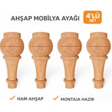 Akyol Ahşap M38 - Klasik Mobilya Ayağı | Koltuk Ayak |15 cm - Kayın Ahşap 4'lü Set
