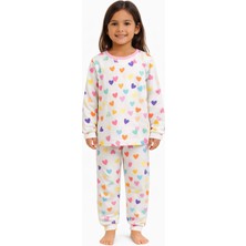 Süpermini Minik Renkli Kalpler Kız Çocuk Pijama Takımı