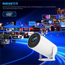 Technozi Taşınabilir Projektör 4K 1080P Full Hd Android 11 ve Netflix ile Uyumlu, Wifi 6, Bt 5.0, 180° Dönme, Otomatik Trapez Düzeltmeli Küçük Ev Sineması...