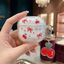 Caseonn Huawei Freebuds Se 3 Kılıf Transparan Sevimli Fiyonklu Kiraz