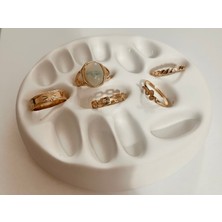 Mimoza Accessories Altın Renk Karışık Model Yüzük Seti | Minimal Taşlı & Zincir Detaylı Çoklu Yüzük