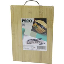 Marsilyan 24X34 x 1.7cm Lux Ahşap Bambu Kesim Panosu - Kesme Tahtası Metal Kulplu (4887)