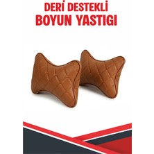 Bushora Fiat 503 Uyumlu Araç-Oto Krem Deri Krem Dikişli Boyun Destek Yastığı