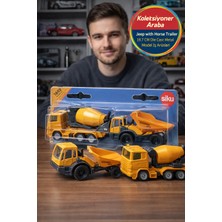Toyfest Siku Inşaat Araçları Seti Damperli Kamyon Beton Mikseri Metal Oyuncak Sarı Iş Makinesi Model 19.7 cm