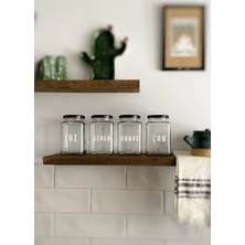 Atölye Merdiven Tuz Şeker Kahve Çay Cam Kavanoz Seti 4lü Erzak Kavanozu Seti 1000CC