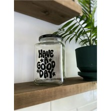 Atölye Merdiven Bla Bla Bla Cam Dekoratif Erzak Kahve Kavanozu Çay Şeker Kavanozu