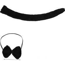 Skygo Peluş Siyah Renk Kuyruk ve Papyon Yetişkin Çocuk Uyumlu