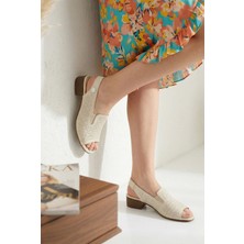 Mammamia Kadın Hakiki Deri Alçak Kısa Topuklu Şık Günlük Yazlık Sandalet/ayakkabı M27YS/2810