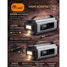 Yage 4'ü 1 Arada Taşınabilir Araç Acil Durum Seti: Takviye Edici, Hava Kompresörü, Powerbank ve El Feneri