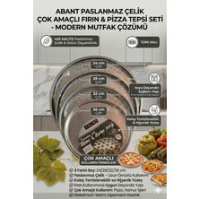 Rivo Home Decor Paslanmaz Çelik 4 Lü Set Pizza Tepsisi 24-28-32-36 cm