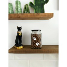 Atölye Merdiven Pati Figürlü Cam Mama Kavanozu Kedi / Köpek / Kuş Evcil Hayvan Mama Kavanozu 1000 cc