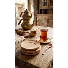 Rita ​6'lı Takım Doğal Yuvarlak Ahşap Çay Altlığı