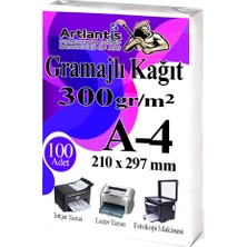 Artlantis A4 Gramajlı Fotokopi Kağıdı 100 Adet 300 gr Sertifika Kağıdı Kalın Kağıt Baskı Tüm Yazıcılara Uyumlu 21X29.7CM Ofis Büro