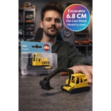 Toyfest Siku 0801 Metal Paletli Ekskavatör Oyuncak Iş Makinesi Hareketli Kepçe Sarı Koleksiyon Hediye 6.8 cm